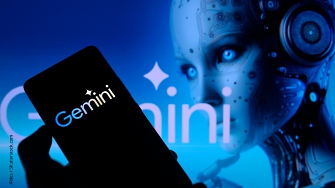 Gemini su smartphone con androide femmina