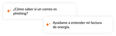 Sugerencias de preguntas para el asistente de IA