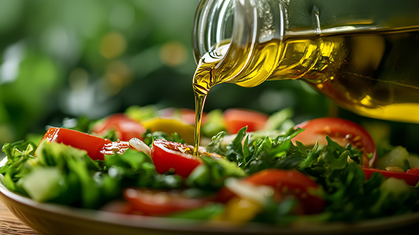 Aceite de oliva para aderezar una ensalada