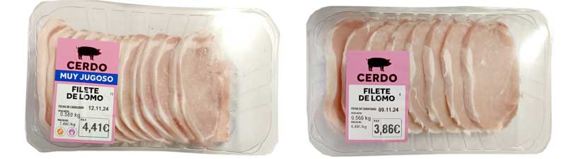 lomo de cerdo envasado normal y muy jugoso