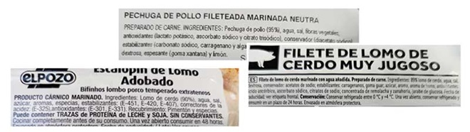 lista de ingredientes de carne envasada