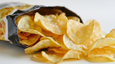 una bolsa abierta de patatas fritas