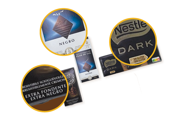 Etiquetas de chocolate negro