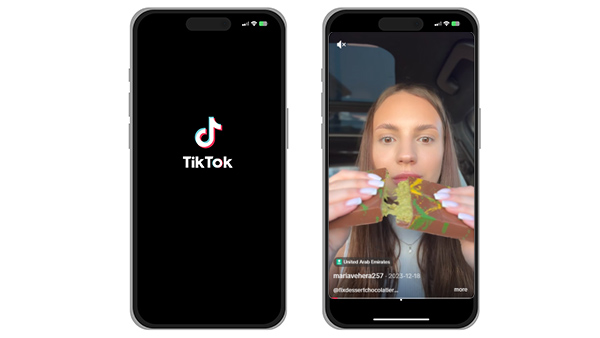 imagen de tiktok con la influencer que viralizó el chocolate estilo Dubái