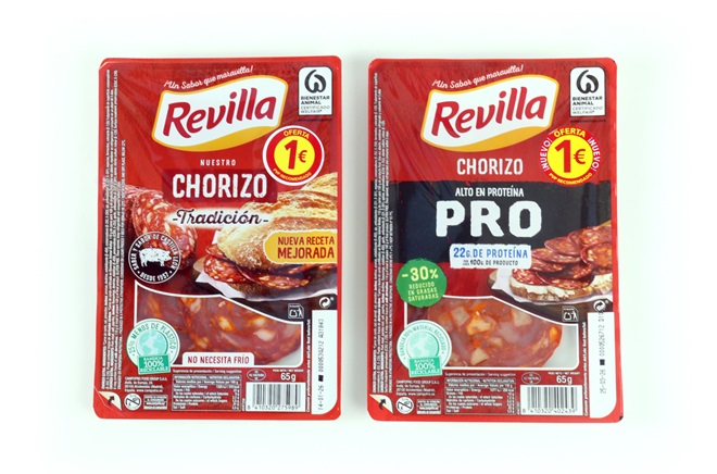envases de chorizo Revilla tradicional y Pro