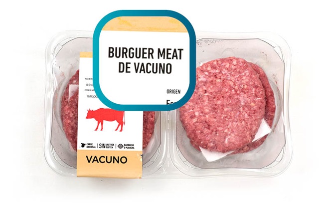 etiqueta de una burger meat fresca envasada