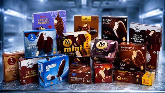 24 envases de helados bombón