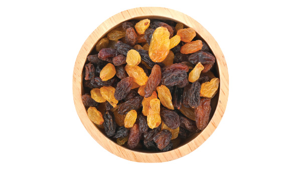 cuenco de pasas de colores