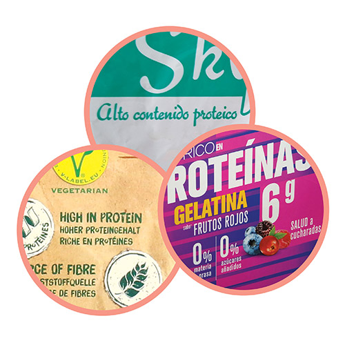 etiquetas de productos ricos en proteínas