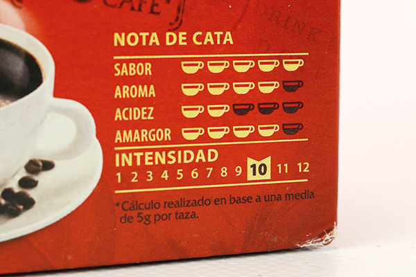 notas de sabor en la etiqueta