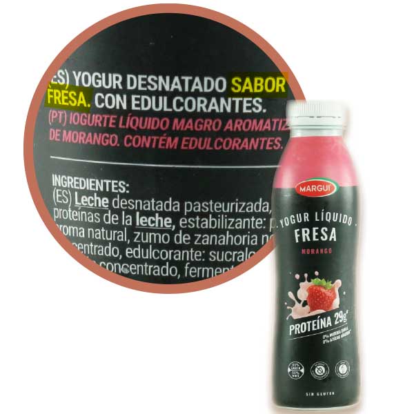 Yogur líquido fresa (en realidad, sabor fresa)