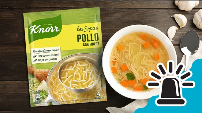 Detectado un lote de sopas Knorr con caucho y metal.
