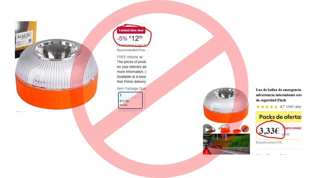 Balizas V16 no homologadas