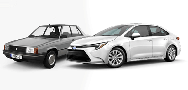 Toyota Corolla y Renaul 9 - tamaño de los coches más vendidos