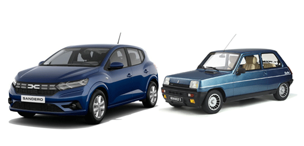 Dacia Sandero y Renault 5 - tamaño de los coches más vendidos