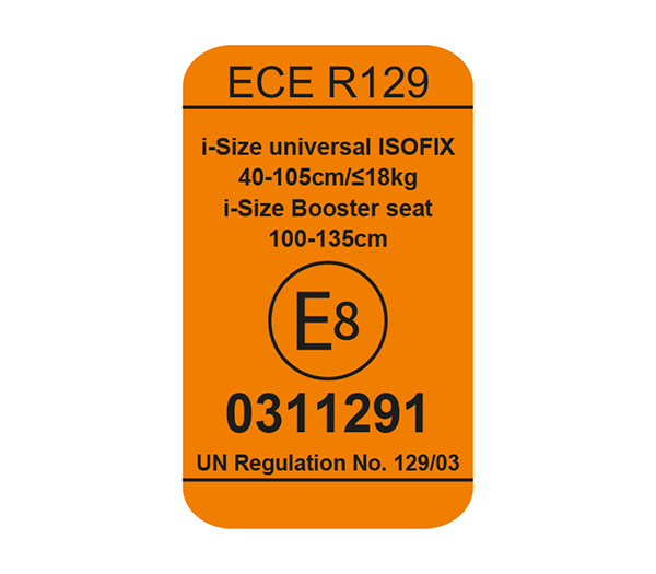 etiqueta de homologacion R129 i-Size para sillas de coche