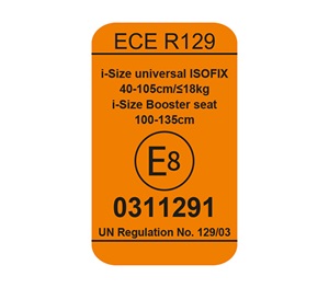 etiqueta de homologacion R129 i-Size para sillas de coche