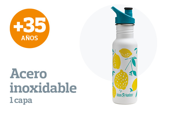Botella reutilizable de acero de 1 capa
