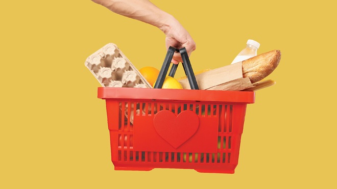 cesta de alimentos saludables