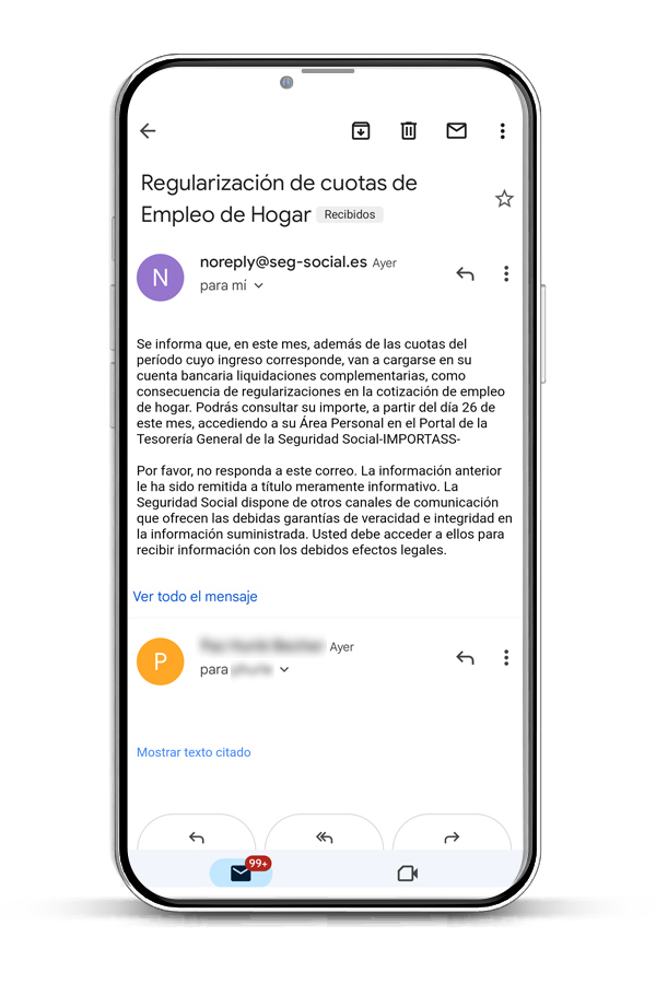 Carta de regularización de la Seguridad Social