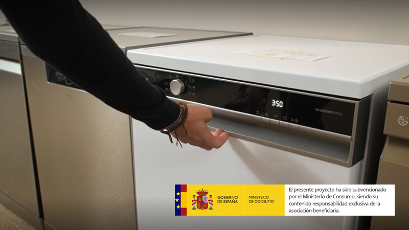 electrodomesticos accesibles - evaluacion de lavavajillas y logo ministerio de consumo