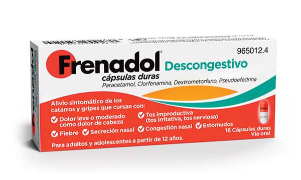 Caja de Frenadol Descongestivo capsulas duras