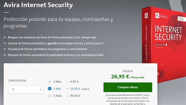 Antivirus Avira - renovación automática
