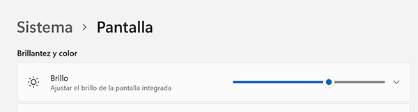 ajustar nivel de brillo