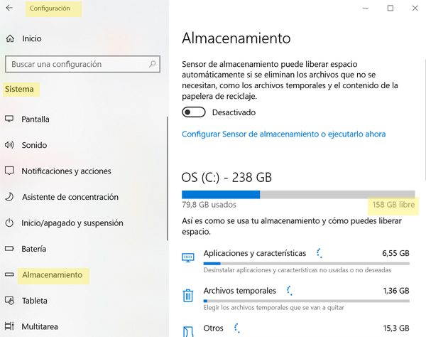 almacenamiento