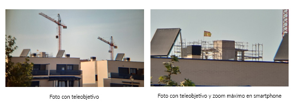 con teleobjetivo y zoom máximo