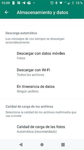 configurar la calidad de carga de las fotos