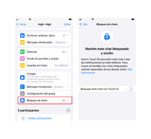 bloquear chat iphone