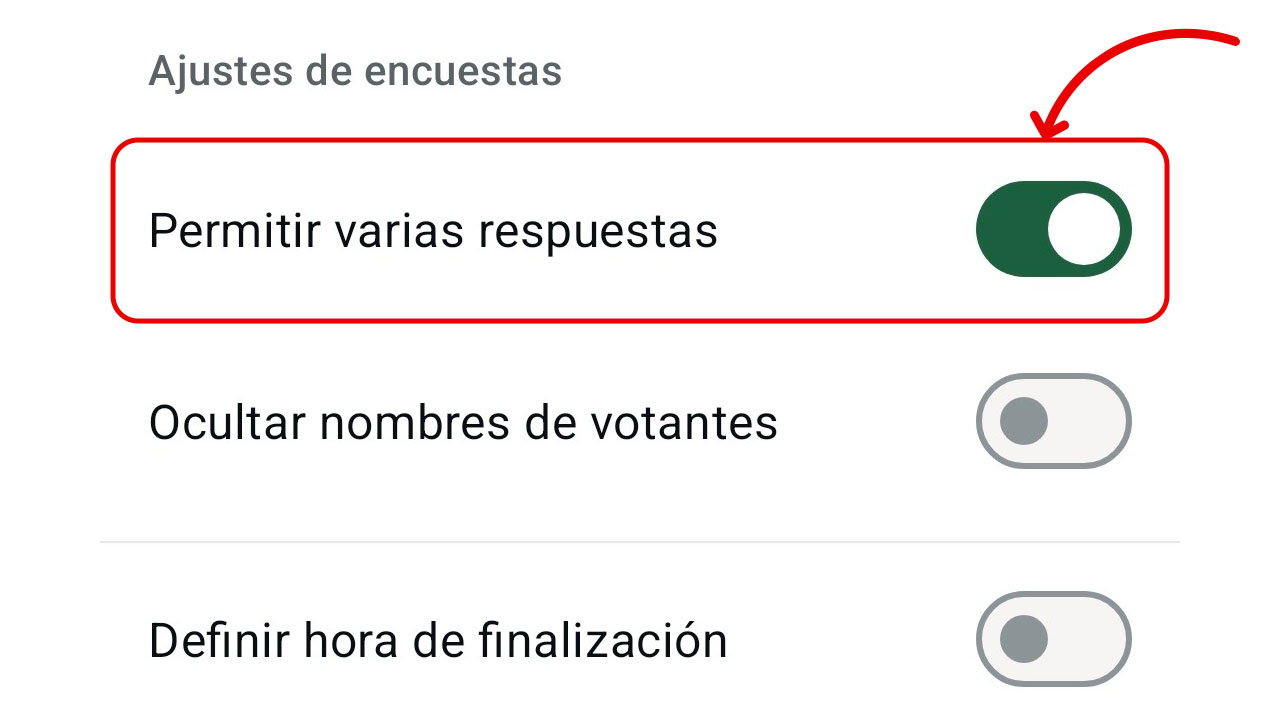permitir varias respuesta en whatsapp
