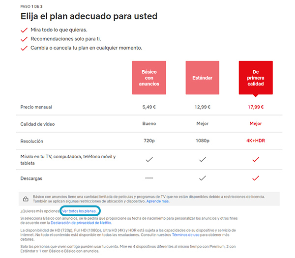 plan basico con anuncios