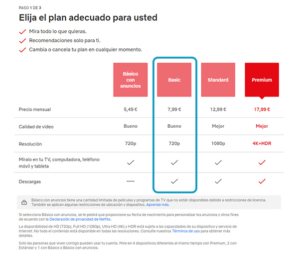 plan basico sin anuncios