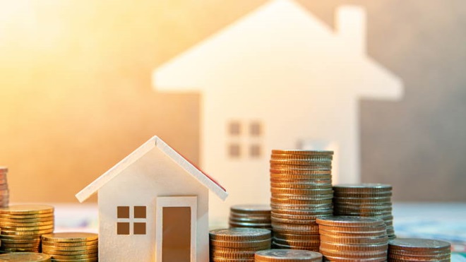 Geld gespaard of geleend om een ​​huis te kopen.