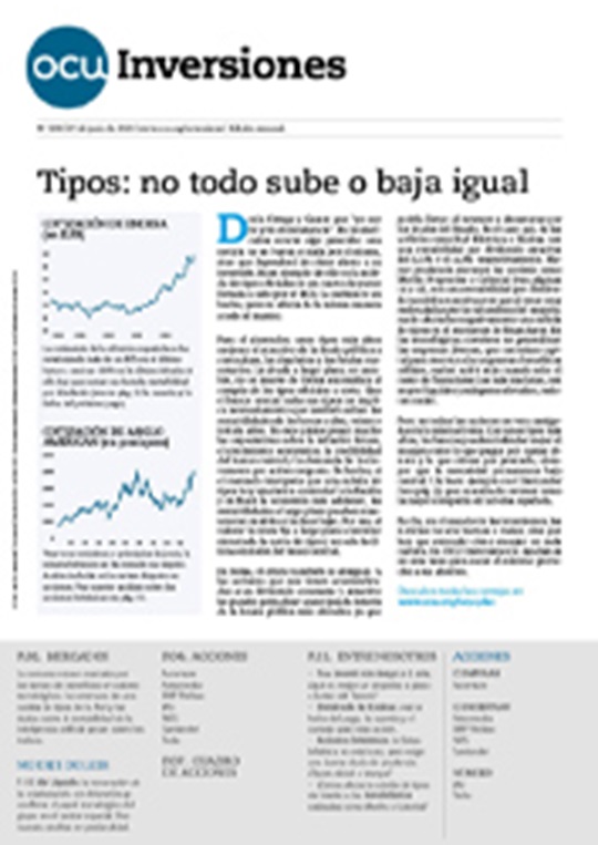 Portada de la revista semanal de OCU Inversiones nº 1.186.